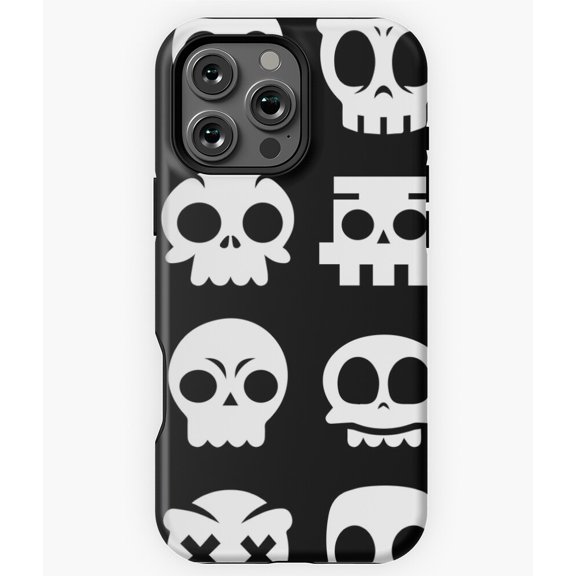 Skeleton Head Pattern Halloween Creepy Gothic Phone Case for iPhone 16 15 14 13 12 11 Pro Max