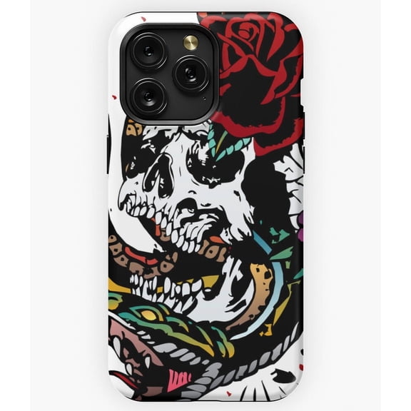 Skeleton Head Snake Rose Cobra Old School Fantasy A2607 Phone Case for iPhone 11 to 17 Pro Max