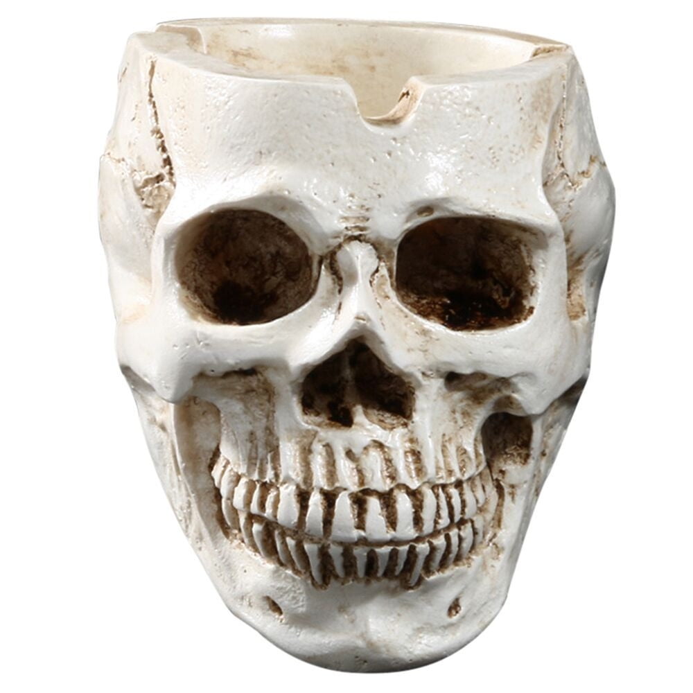 Skeleton Head Style Ashtray Resin Head Model Outdoor Decking over Dirt