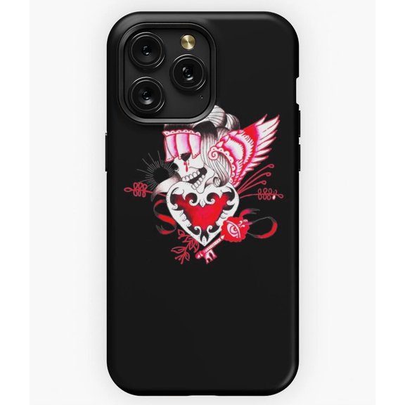 Skeleton Head and Heart Emo Vintage Emotional Key A2624 Phone Case for iPhone 11 to 17 Pro Max