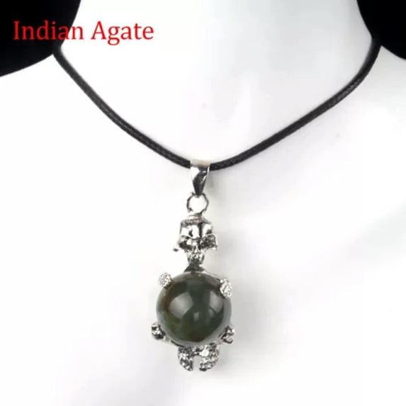 Skeleton Healing Crystal Ball Bead Unisex Alloy Skull Pendant Necklace Gothic