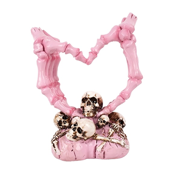 Skeleton Heart Hand Statue Halloween Heart Hand Figurine Resin Heart Hand Sculpture Hand Love Gesture Statues for Wedding Halloween Desk Bookshelf Decor