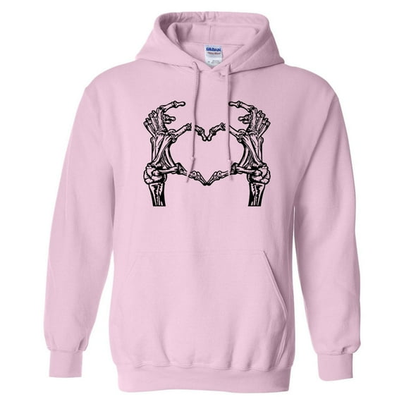 Skeleton Heart Hands Hoodie Sweatshirt Unisex 5X-Large Pink