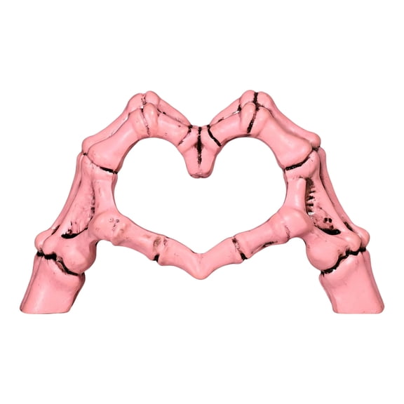 Skeleton Heart Hands Sculpture 4.72x2.56 Inch, Gothic Halloween Resin Statue Love Ornament for Shelf Desktop, Bone Heart Shape Figurine for Home Decor, Skeleton Hands