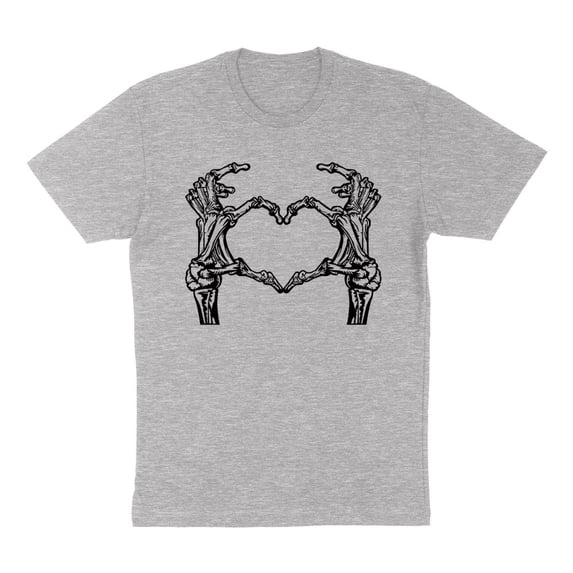 Skeleton Heart Hands Shirt Unisex Large Grey