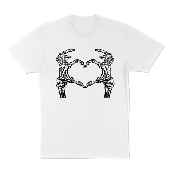 Skeleton Heart Hands Shirt Unisex Large White