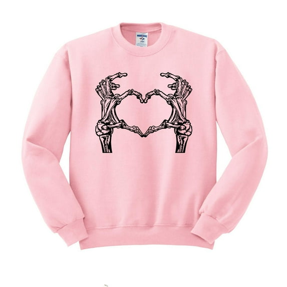 Skeleton Heart Hands Sweatshirt Unisex 2X-Large Pink