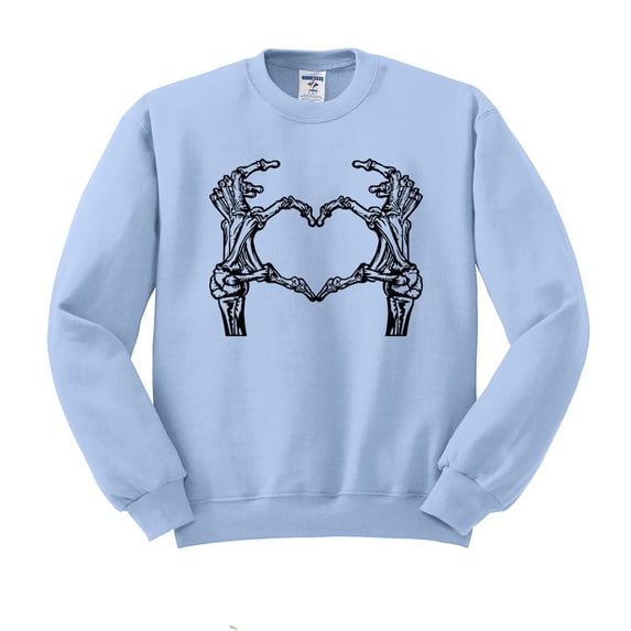 Skeleton Heart Hands Sweatshirt Unisex X-Large Light Blue