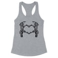 thumbnail image 1 of Skeleton Heart Hands Tank Top Fitted Racerback Women's Large Heather Grey, 1 of 5