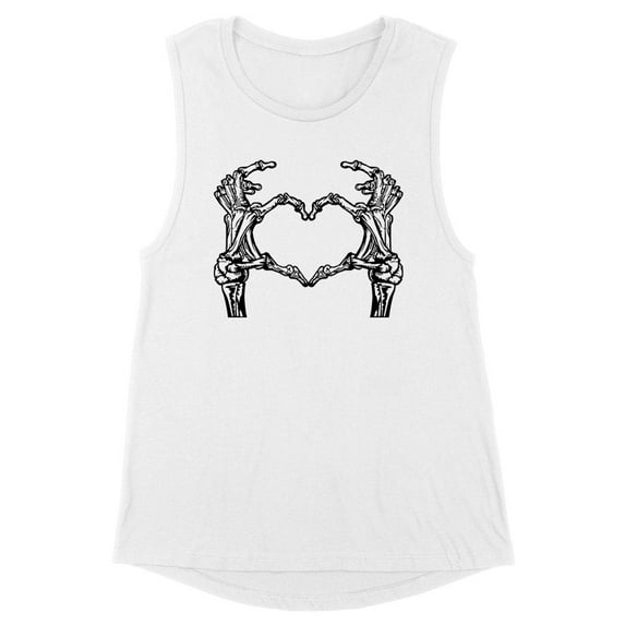 Skeleton Heart Hands Women's Muscle Tank Large White