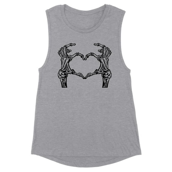 Skeleton Heart Hands Women's Muscle Tank Medium Heather Grey