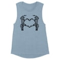 thumbnail image 1 of Skeleton Heart Hands Women's Muscle Tank X-Large Stonewash Denim, 1 of 5
