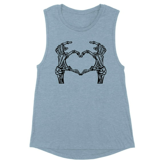 Skeleton Heart Hands Women's Muscle Tank X-Large Stonewash Denim