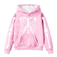 thumbnail image 1 of Skeleton Hoodie Unisex Kids Skeleton Print Hooded Sweatshirt Long Sleeve Pocket Top Cozy Pullover Pink 12-13 Years, 1 of 3