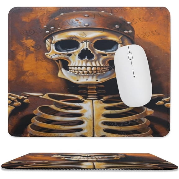 Skeleton Horror Print Mouse Pad with Stitched Edge,Premium-Textured Mouse Mat, Non-Slip Rubber Base Mousepad for Laptop, Computer & PC 10"x12"
