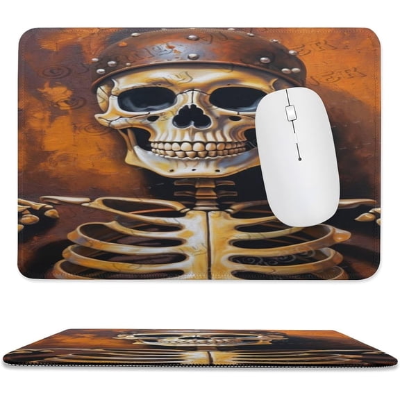 Skeleton Horror Print Mouse Pad with Stitched Edge,Premium-Textured Mouse Mat, Non-Slip Rubber Base Mousepad for Laptop, Computer & PC 8"x10"