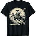 thumbnail image 1 of Skeleton Horse Rider Western Graphic Tee Cowboy Rodeo Saloon T-Shirt TShirt, 1 of 4