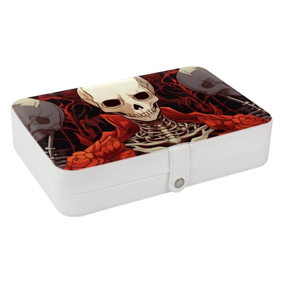 Skeleton Jewelry Organizer Travel Organizer Display Case - PU Leather with Removable Compartment, Portable