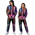 thumbnail image 1 of Skeleton Jumpsuit Halloween Costume for Women Men, Unisex Adult Skeleton Onesie Pajamas Cosplay Party 2026, Cozy One Piece Outfit, 1 of 5