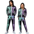 thumbnail image 1 of Skeleton Jumpsuit Halloween Costume for Women Men, Unisex Adult Skeleton Onesie Pajamas Cosplay Party 2026, Cozy One Piece Outfit, 1 of 5