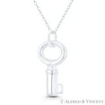 thumbnail image 1 of Skeleton Key-to-Heart Love Charm 32x14mm (1.3x0.6in) Pendant & Chain Necklace in .925 Sterling Silver, 1 of 1