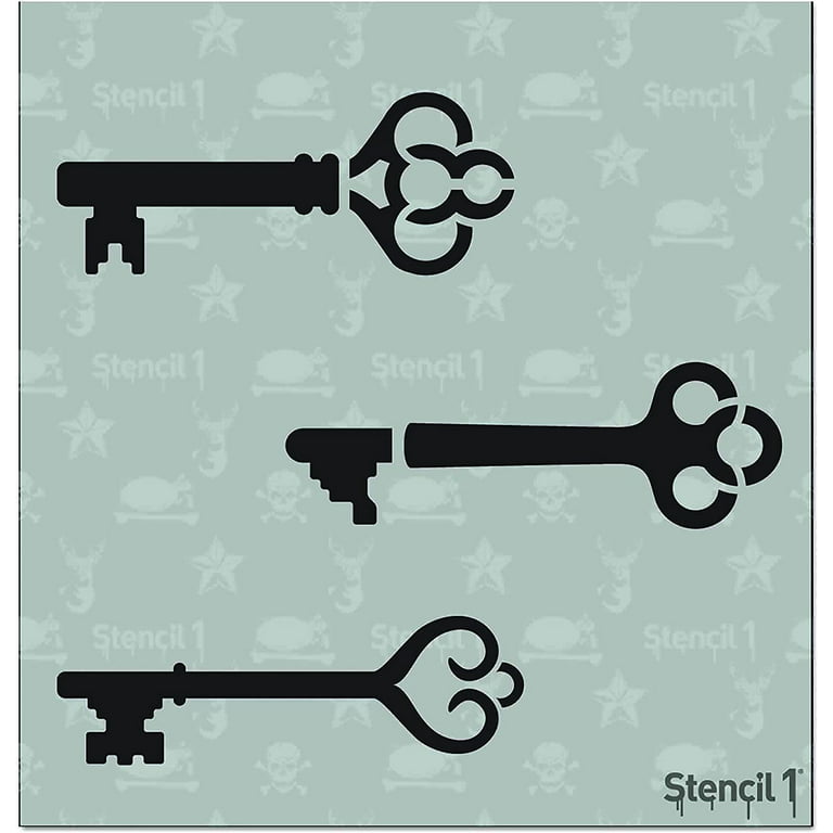 Skeleton Keys 8-Pack Stencil Set - Durable Quality Reusable Stencils for  Drawing Painting - Keys Stencil Vintage Retro Decorating Items and Decor on  Walls Fabric & Furniture Art Craft 