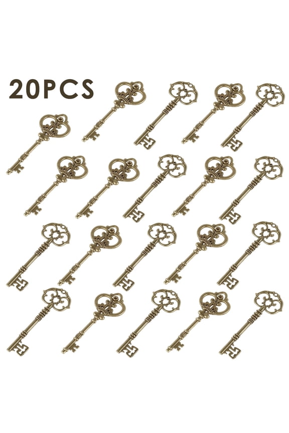 Skeleton Keys Vintage Antique Bronze Pendants Charms 20 Pcs DIY Jewelry Making Wedding Decor (20pcs )