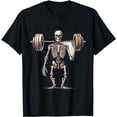 thumbnail image 1 of Skeleton Lifting Halloween Costume Fitness Gym Workout T-Shirt, 1 of 5