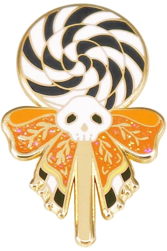 Skeleton Lollipop Brooch Halloween Glitter Candy Badge for Women Statement Men s Suit Lapel Pin Gothic Novelty Cartoon Pins for Backpacks Clothing Bags Jackets Fall Holiday Festival