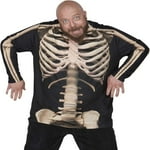 Faux Real Men's Halloween 3D Skeleton Photo-Realistic Long Sleeve T-Shirt, Black, X-Large