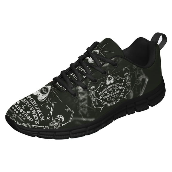 Skeleton Magic Ouija Board Shoes for Men Women Running Sneakers Breathable Casual Sport Tennis Shoes Black Size 3.5