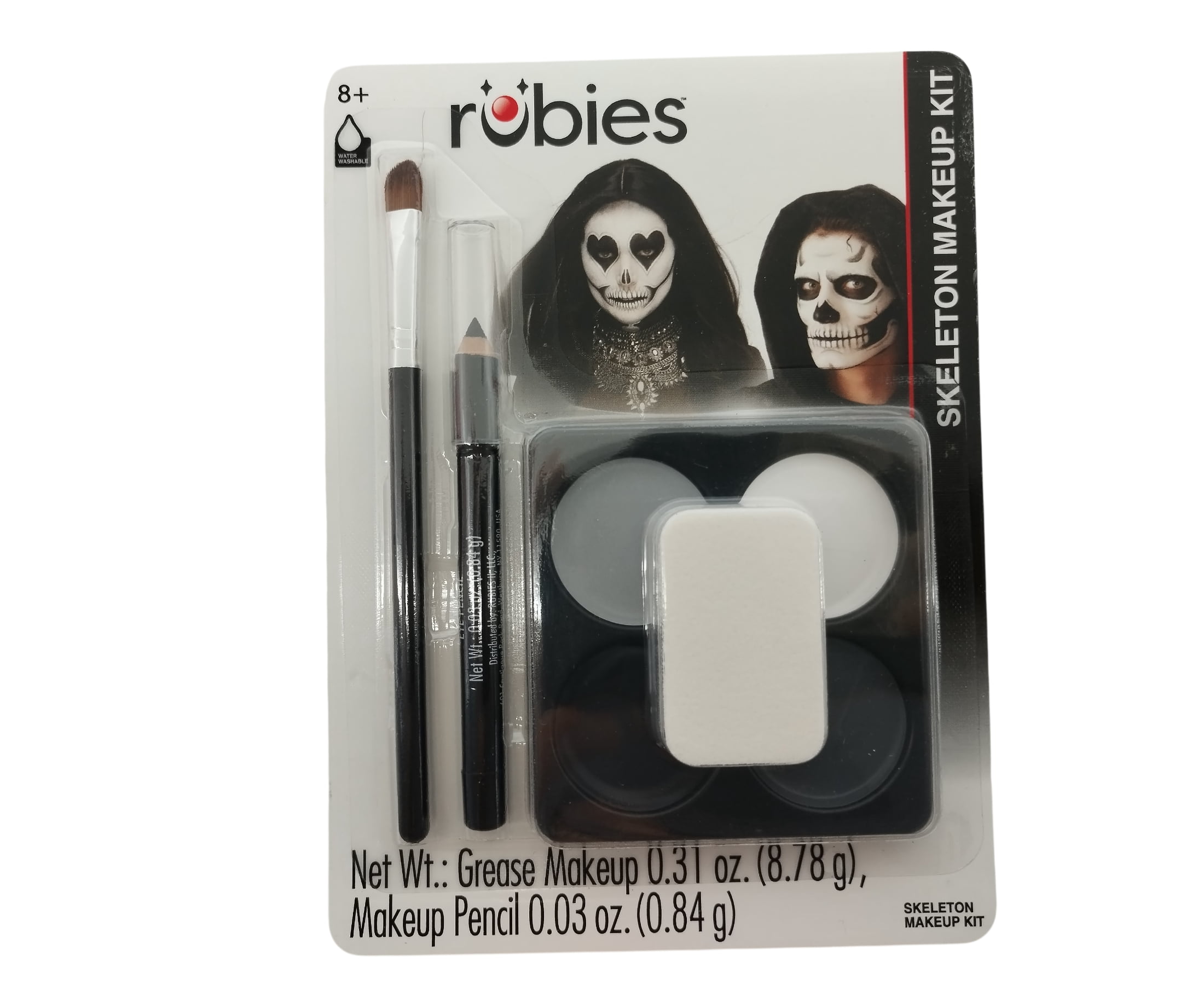 Skeleton Make-Up Kit, 4 Pieces, Halloween Costume Accessory for Adults, by Rubies
