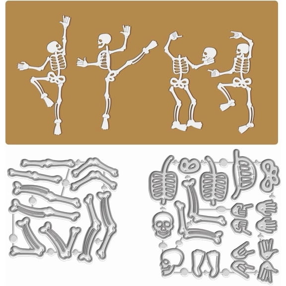 Skeleton Man Cutting Die Cuts Metal Halloween Theme Embossing Stencil Die Cuts Skull Ghost Stencils DIY Crafts Cards Embossing Tools for DIY Scrapbooking Craft Photo Album Paper Card Decor