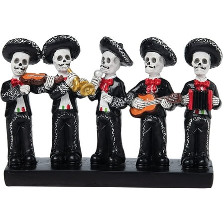 Skeleton Mariachi Band ative Small Figurine Day of The Dead Dia De Los Muertos Figurines Shelf Sitter Party Festive Indoor Statue Table ation