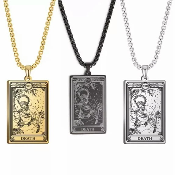 Skeleton Marigold Tarot Necklaces Major Arcana Stainless Steel Jewelry
