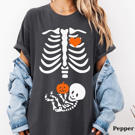 Skeleton Maternity Shirt Funny Halloween Pregnancy Tee