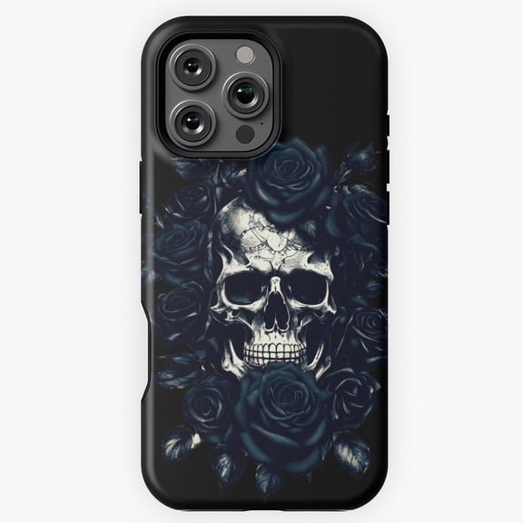 Skeleton Metalhead Blue Roses Rock Art Phone Case for iPhone 11 12 13 14 15 16 17 Pro Max