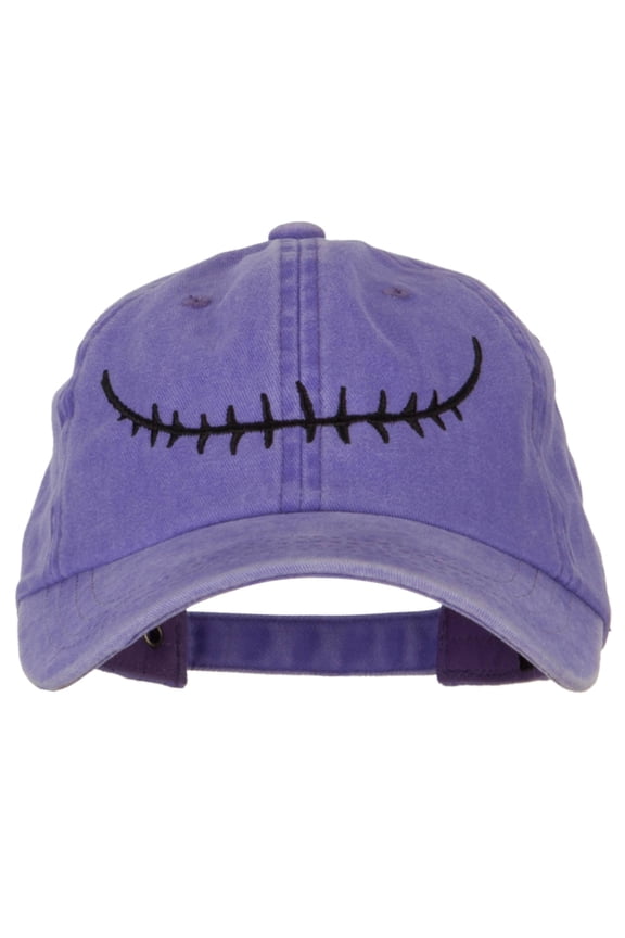 Skeleton Mouth Embroidered Unstructured Cotton Cap - Purple OSFM