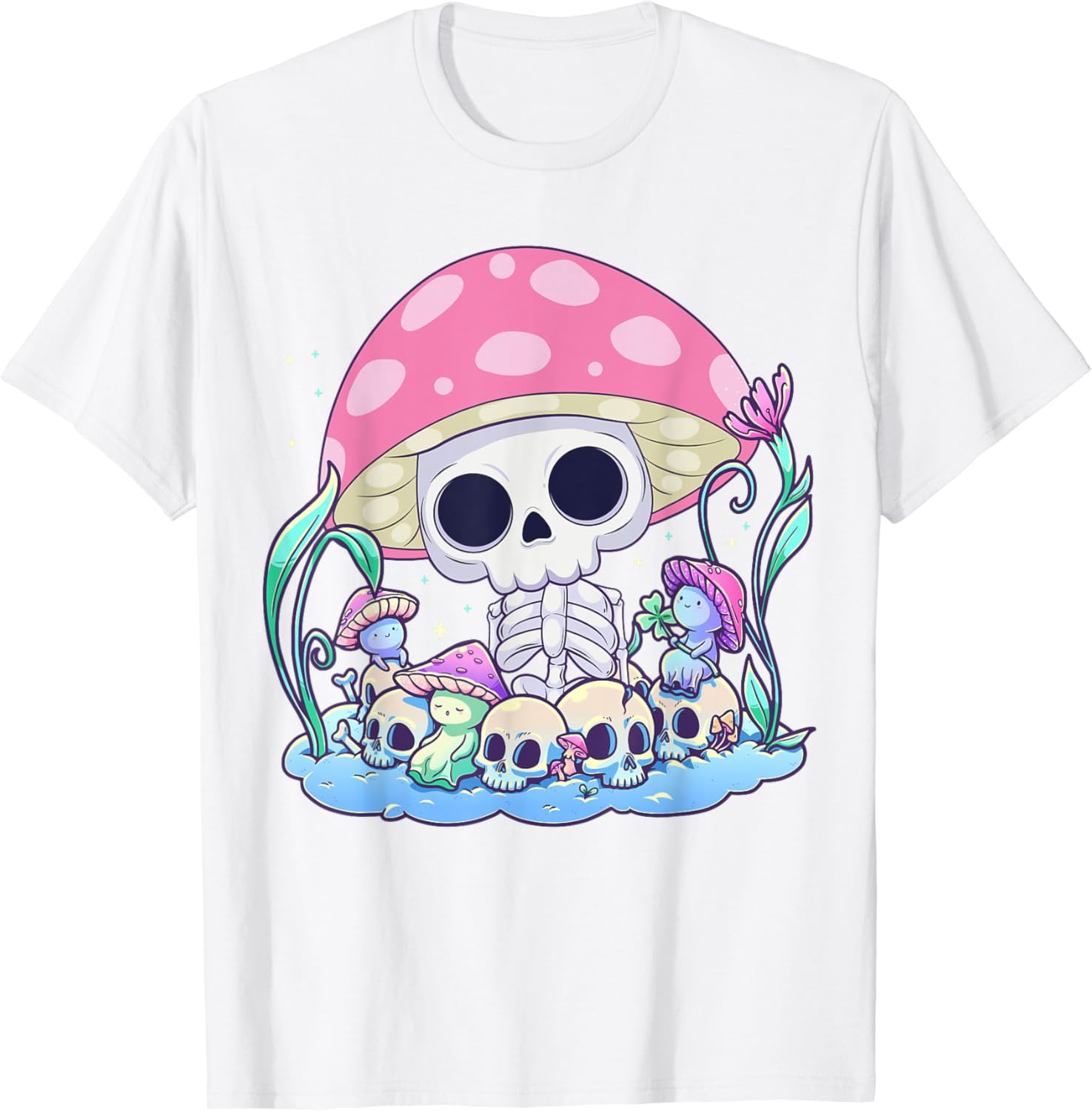 Skeleton Mushroom Shirt Pastel Goth Cottagecore Halloween T-Shirt ...