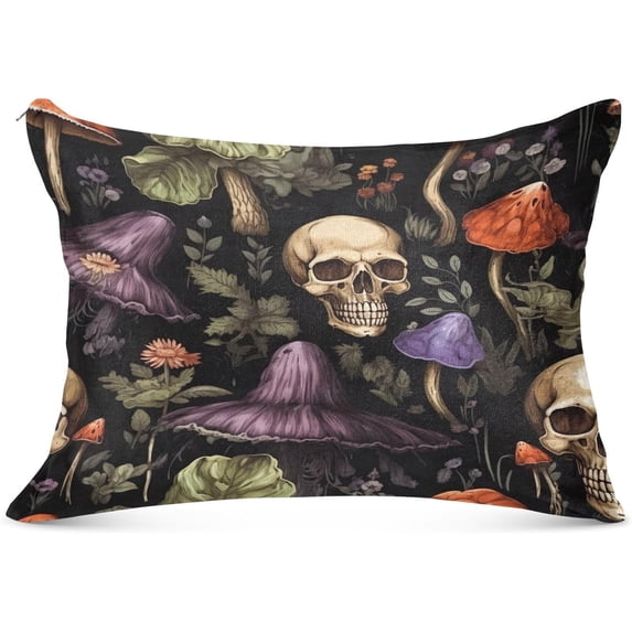 Skeleton Mushrooms Plush Pillowcase, Luxury Soft King Pillow Case for Hair and Skin, Set Standard Size Pillow Covers with Zipper Closure, 20x40in Home Decor Gifts