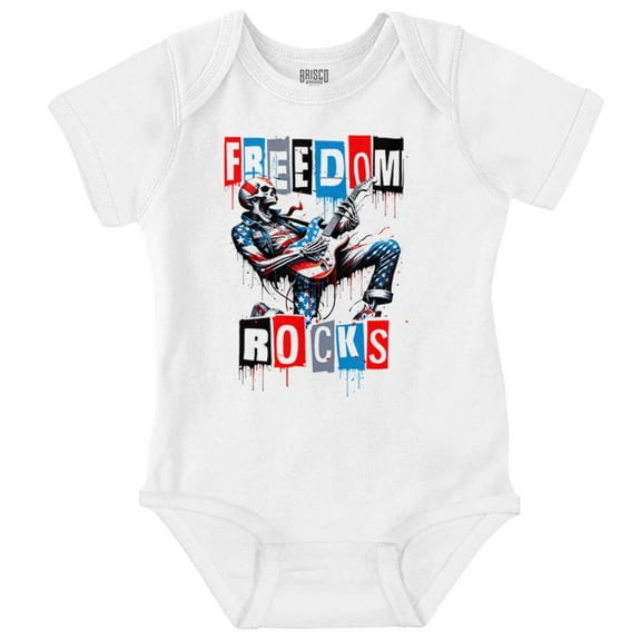 Skeleton Musician Freedom Rocks Romper Boys or Girls Infant Baby Brisco Brands NB