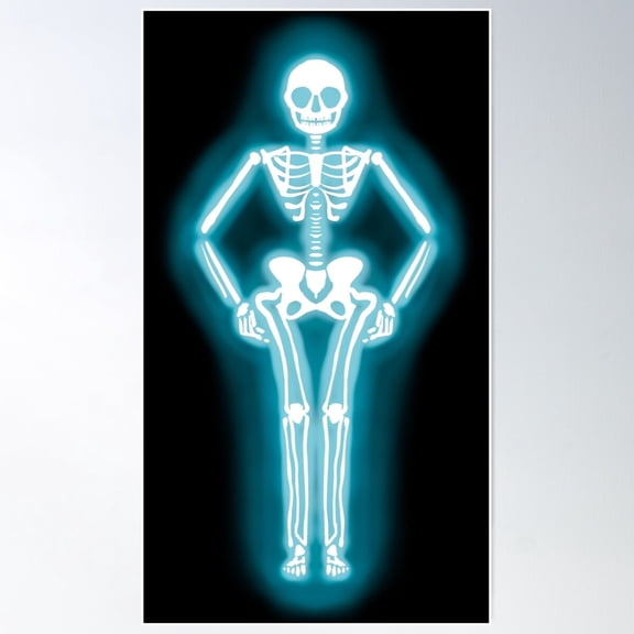 Skeleton Neon Sign, Glowing Skeleton, Anatomy Gift Poster Wall Art, UNFRAMED PAPER POSTER