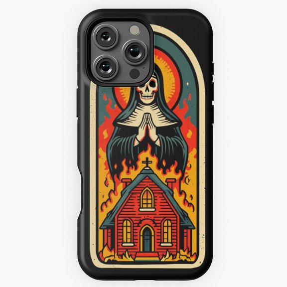Skeleton Nun Halloween Phone Case for iPhone 16 15 14 13 12 11 Pro Max M5913248
