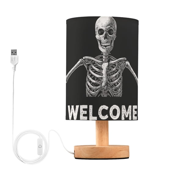 Skeleton Open Arm Halloween Greeting Table Lamp with USB Port LED Warm Light Lamp Night Light Home Decor