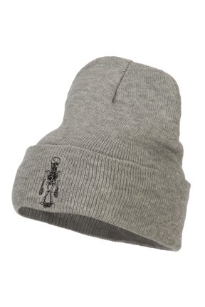 Skeleton Outline Embroidered Long Beanie - Heather OSFM