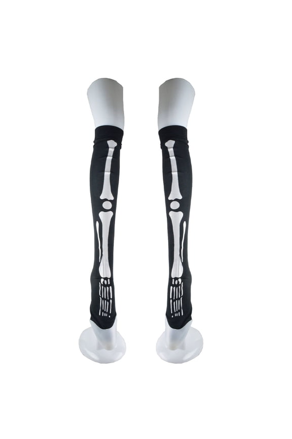 Skeleton Over The Knees Polyester Socks Halloween Skeleton Party long stockings funny stockings two bones -two bones