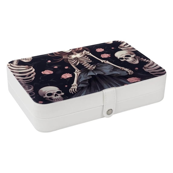Skeleton PU Leather Bracelet Holder Jewelry Organizer Box with Removable Compartment - Portable Organize Storage Case
