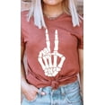thumbnail image 1 of Skeleton Peace Sign Graphic Tee T-Shirt, 1 of 8