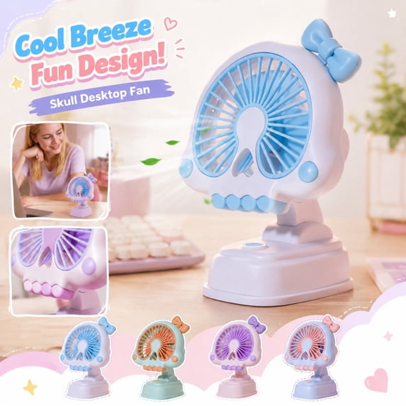 Skeleton Personal Desktop Fan Portable USB Rechargeable Compact Table Fan with Adjustable Solution for Home Desk and Unique Holiday Gifting, 1Pack Blue