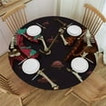 thumbnail image 1 of Skeleton Pirate Round Tablecloths Table Covers with Elastic Polyester Fitted Tablecloth Circular Table Cloths for Indoor Outdoor, 1 of 8
